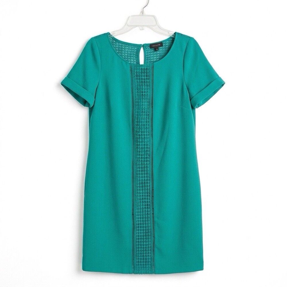 The Limited Emerald Green Crochet Lattice Shift Dress Size Small Office Career